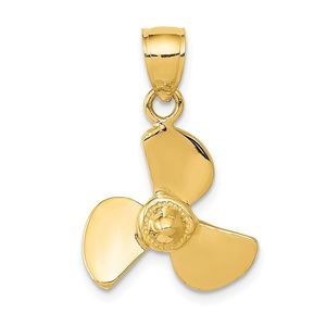 14k Yellow Gold Polished Propeller Necklace - 20 Inch